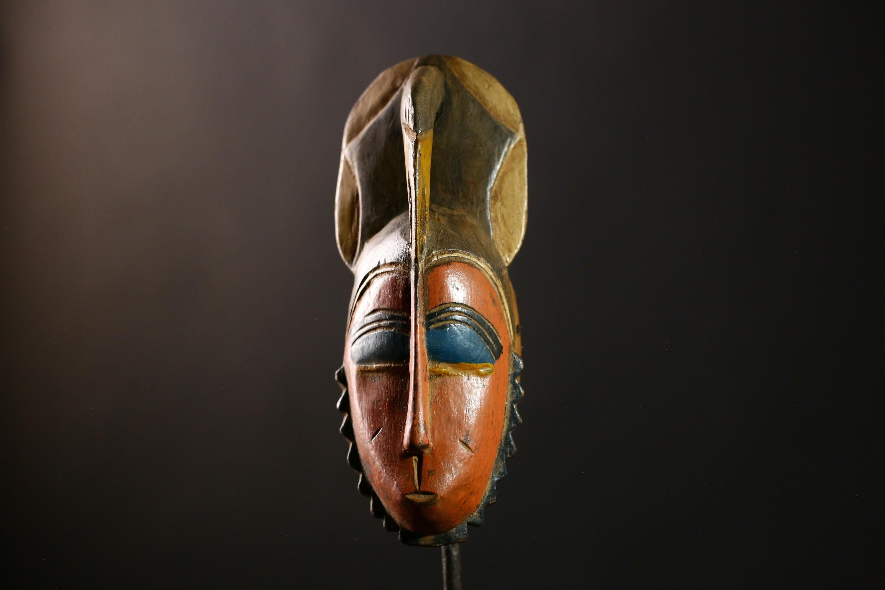 African Baule Mask Hand Carved Wood Art Tribal Wall Hanging Home Decor-8601