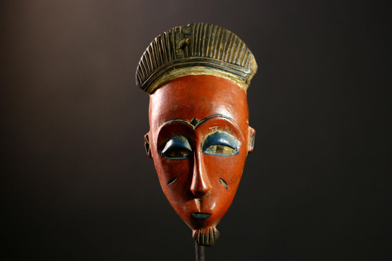 African Baule mask Wood Wall Art Tribal Face Décor Guro Style Handmade -8598