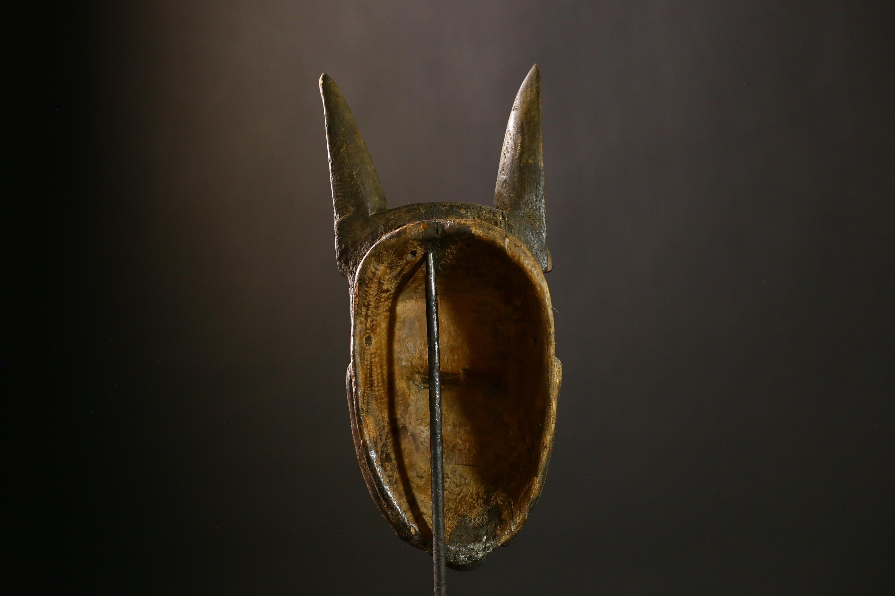 Authentic African Antique Wooden Masks Hand Carved by Guru Tribe for Unique Cultural Art and Wall Décor Heritage Collection- 6493