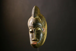 African Authentic Antique Guro Baule Mask Handcrafted Wooden Tribal Face Art for Unique Home Decor and Cultural Wall Display-G1801