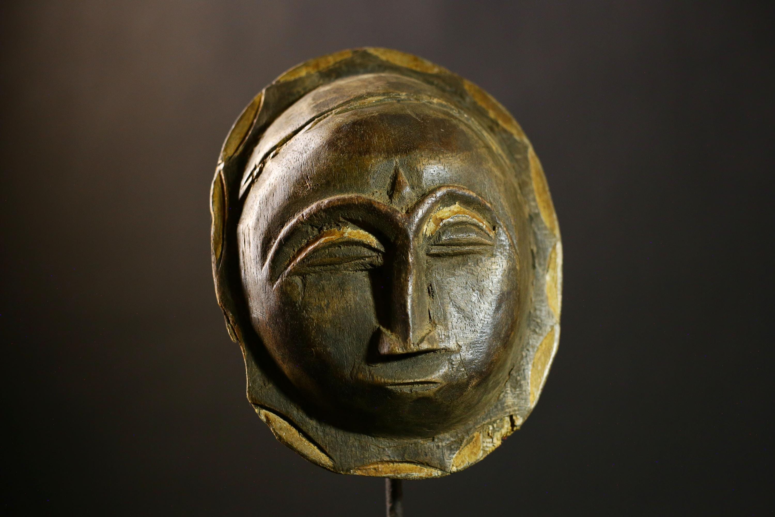 African mask Authentic Tribal Sun Mask Vintage Baule Sculpture for Unique Mid Century Home Decor and Cultural Art Display-6480