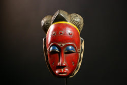 African Guro Mask Antique Tribal Wood Sculpture Wall Decor Ceremonial-G4115