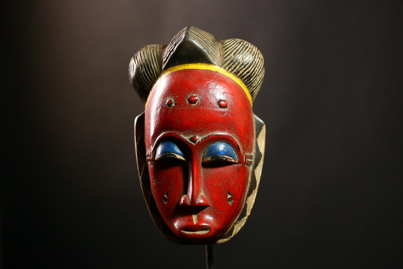 African Guro Mask Antique Tribal Wood Sculpture Wall Decor Ceremonial-G4115