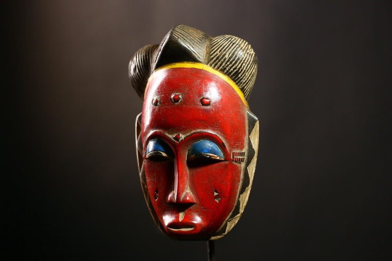 African Guro Mask Antique Tribal Wood Sculpture Wall Decor Ceremonial-G4115