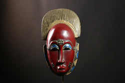 African Guro Mask Antique Tribal Wood Sculpture Wall Decor Ceremonial-G4114