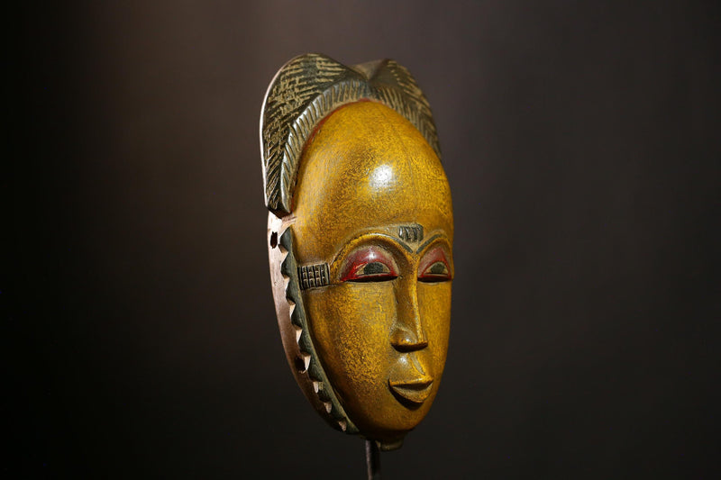 African Guro Mask Authentic Tribal Hand-Carved Wooden Wall Art Decor Piece-G4111