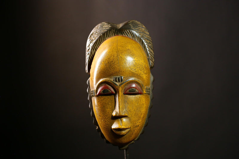 African Guro Mask Authentic Tribal Hand-Carved Wooden Wall Art Decor Piece-G4111