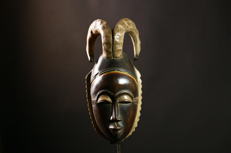 African Baule Mask Antique Wooden Wall Art Sculpture Home Decor Piece-G4109