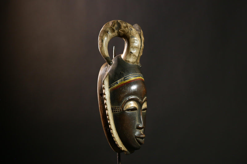 African Baule Mask Antique Wooden Wall Art Sculpture Home Decor Piece-G4109