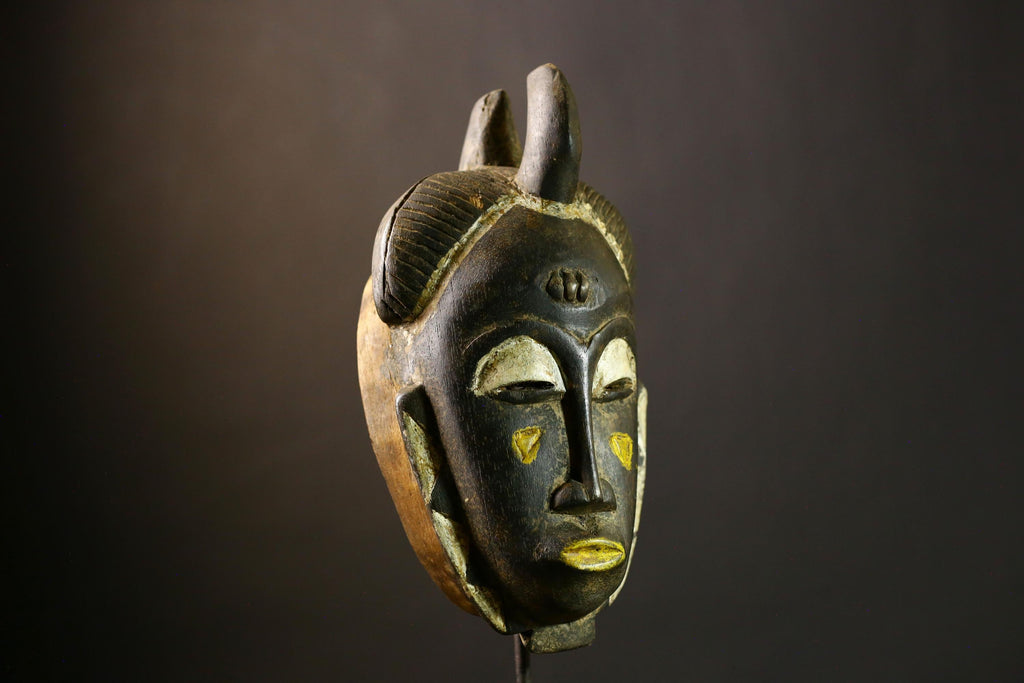 African Mask Guro Wooden Tribal Face Art Unique Wall Decor Handcrafted Ancestral Piece Authentic Collectible Home Gift-G1846