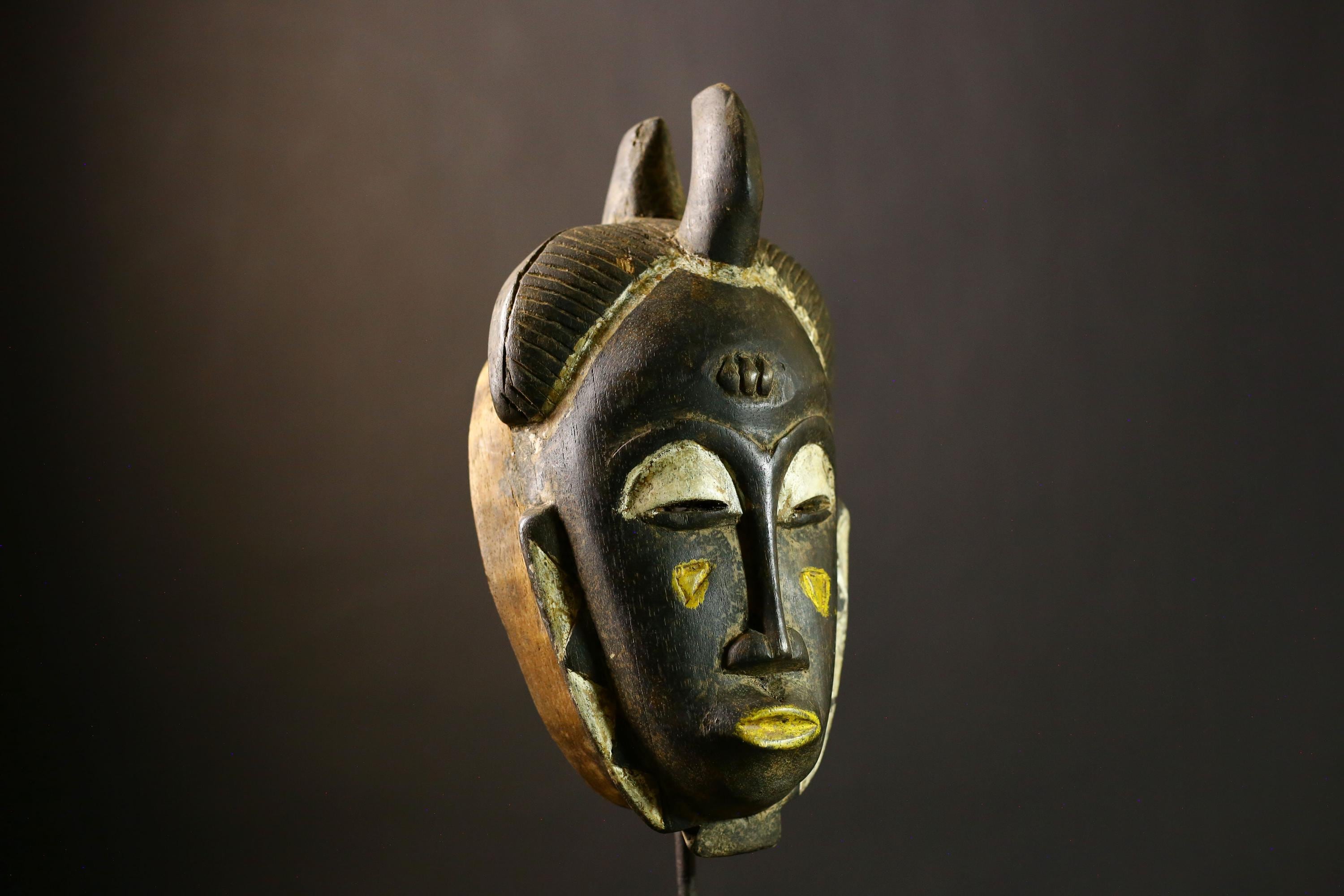 African Mask Guro Wooden Tribal Face Art Unique Wall Decor Handcrafted Ancestral Piece Authentic Collectible Home Gift-G1846