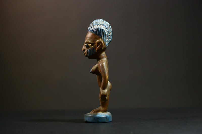 African Tribal Art Wooden Carved Statue Unique Female Figure Yoruba Tradition Handcrafted Home Decor Gift Collectible Art Piece-6551