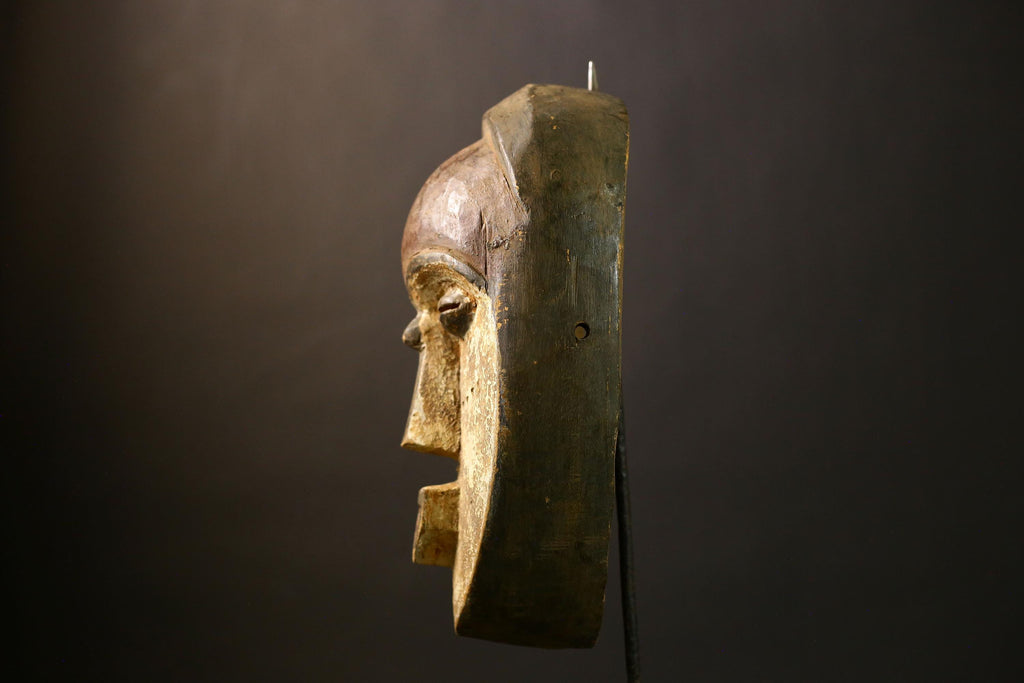 African Mask Lega Idumu Tribal Face Hand Carved Wooden Wall Hanging Unique Art Piece Cultural Decor Gift for Home-6538