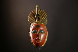 African Mask Baule Antique African Masks Wooden Wall Hanging Primitive Art-8606