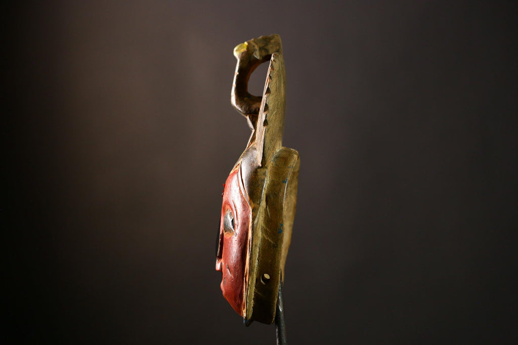 African Mask Baule Antique African Masks Wooden Wall Hanging Primitive Art-8606