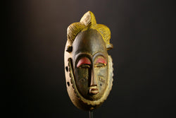 African Baule Mask Wood Wall Art Handmade Tribal Guro Face Decor Piece-7087