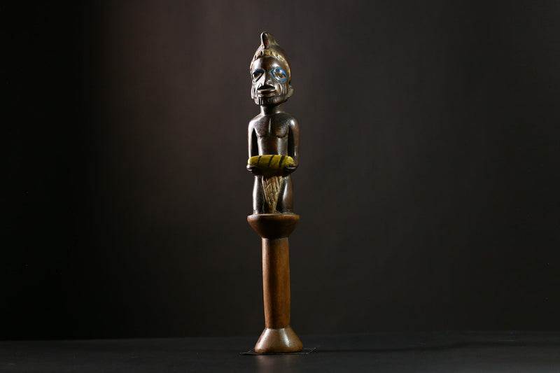 African Shango Yoruba Figur Decorative Art Scepter Sculpture, Nigerian Tribal Art, Unique Collectible, Home Decor, Ethnic Art Decor-G4131