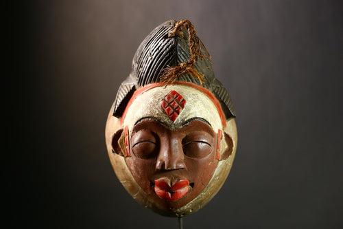 Africa Bapunu Tribal Mask Decorative Unique Wood Art Gabon Wall Decor Handmade Sculpture Authentic Ceremonial Traditional Home Display-G4316