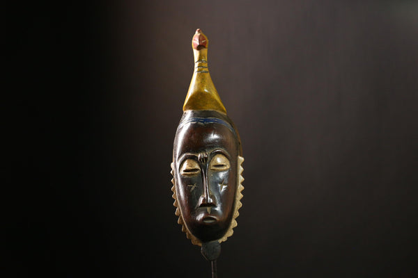 African Baule Mask Tribal Antique Handmade Wall Decor Unique Collectible-G4140