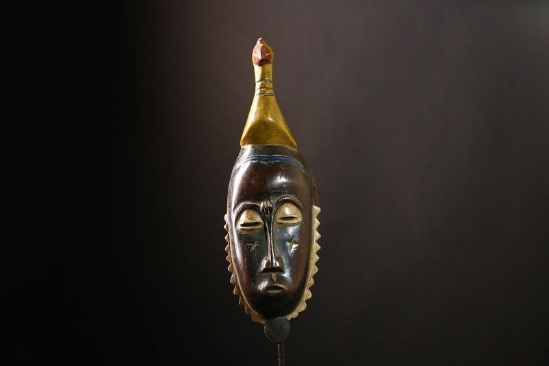 African Baule Mask Tribal Antique Handmade Wall Decor Unique Collectible-G4140