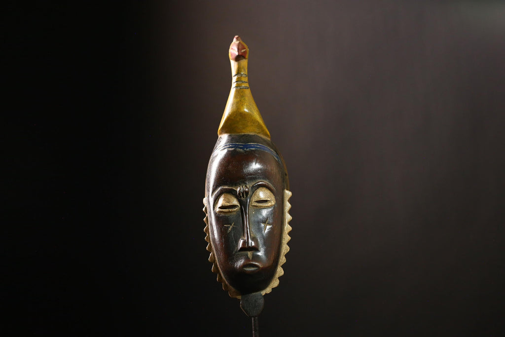 African Baule Mask Tribal Antique Handmade Wall Decor Unique Collectible-G4140