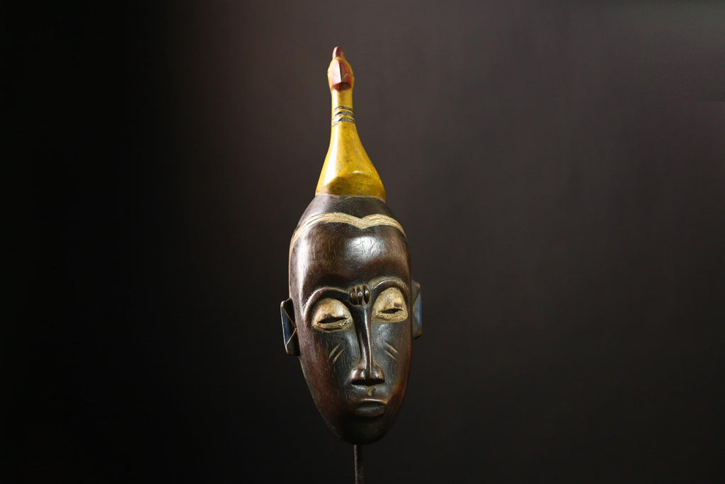 African Baule Mask Tribal Antique Handmade Wall Decor Unique Art Piece-G4139