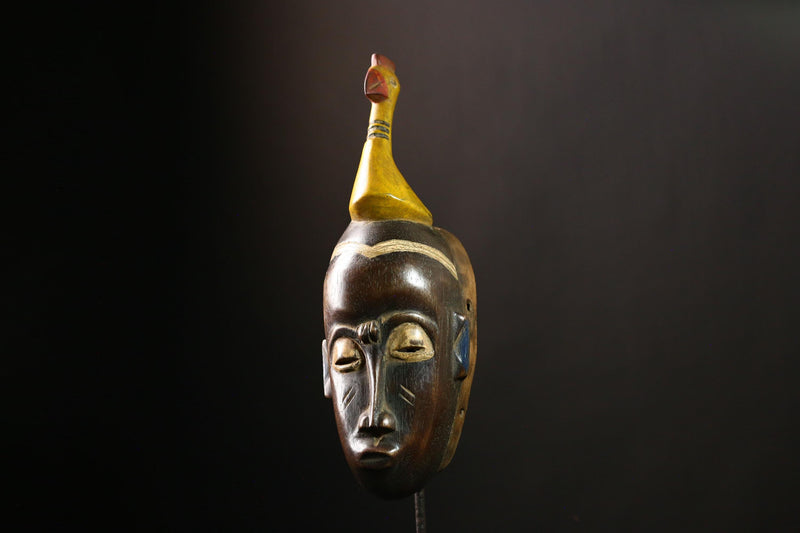 African Baule Mask Tribal Antique Handmade Wall Decor Unique Art Piece-G4139