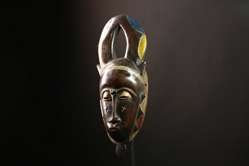 African Baule Mask Tribal Antique Handmade Wall Unique Collectible Decor-G4138