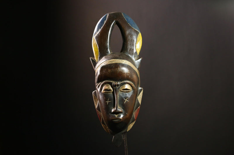 African Baule Mask Tribal Antique Handmade Wall Unique Collectible Decor-G4138