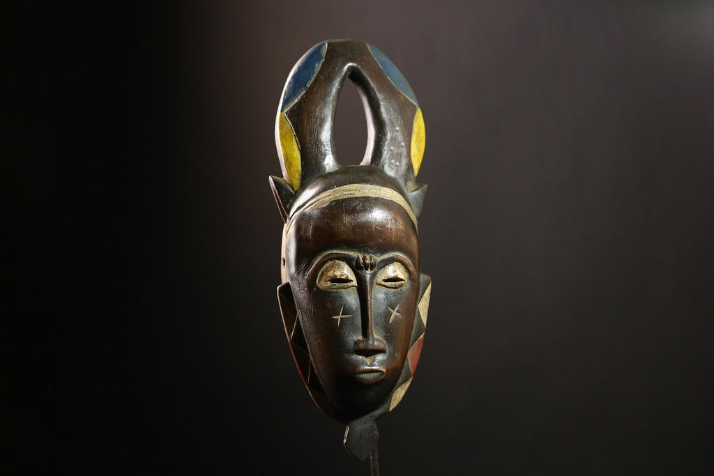 African Baule Mask Tribal Antique Handmade Wall Unique Collectible Decor-G4138