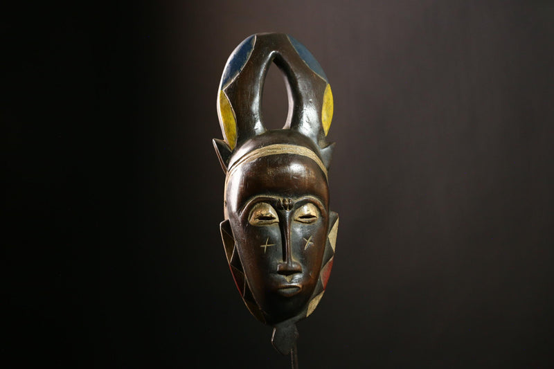 African Baule Mask Tribal Antique Handmade Wall Unique Collectible Decor-G4138