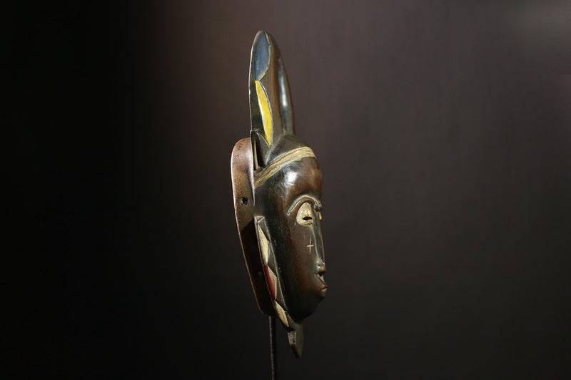 African Baule Mask Tribal Antique Handmade Wall Unique Collectible Decor-G4138