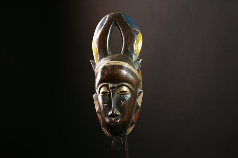 African Baule Mask Tribal Antique Handmade Wall Unique Collectible Decor-G4138