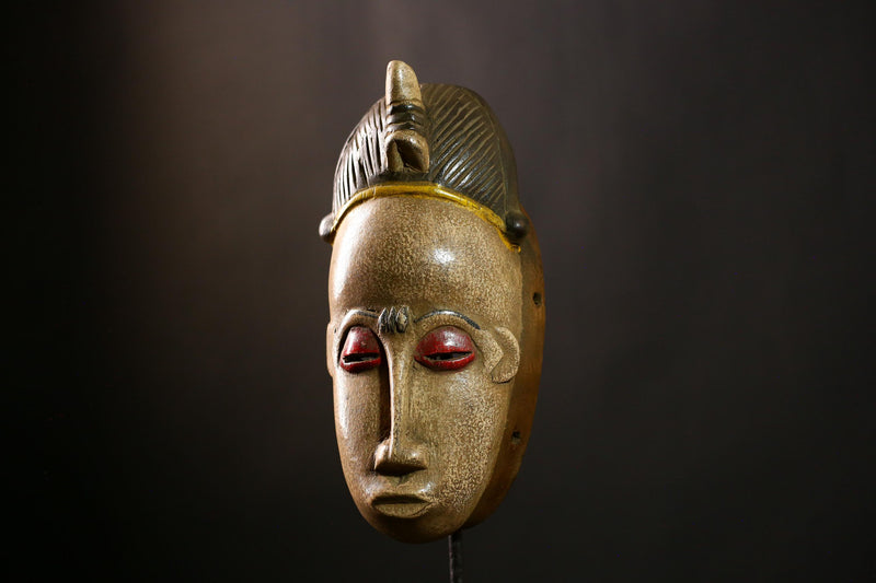 African Guro Mask Vintage Large Handcrafted Tribal Wooden Art Collectible-G4136