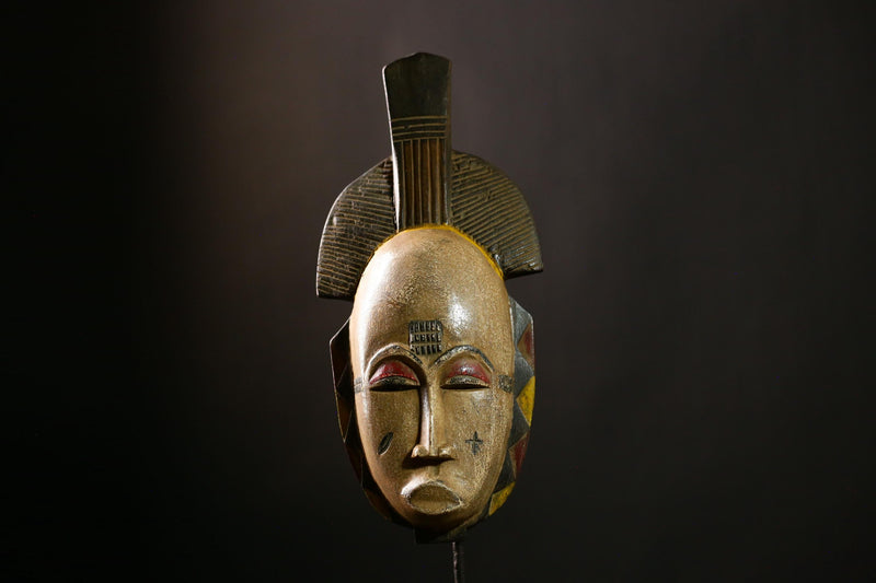 African Mask Guro Vintage Large Handcrafted Tribal Wooden Collectibles-G4135