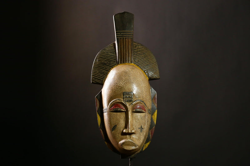 African Mask Guro Vintage Large Handcrafted Tribal Wooden Collectibles-G4135