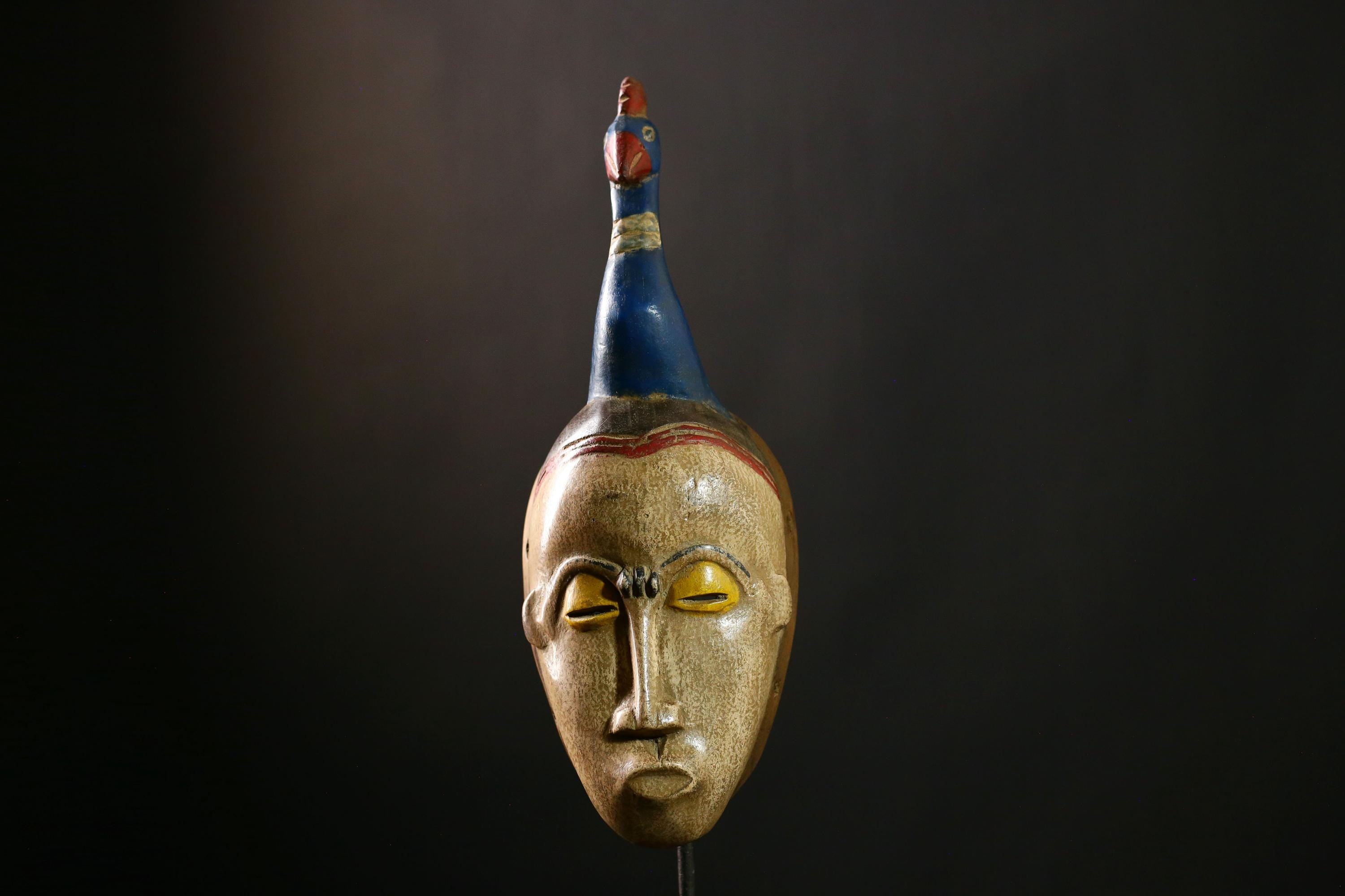 African Baule mask Antique Tribal Wall Hanging Unique Collectible Decor-G4133