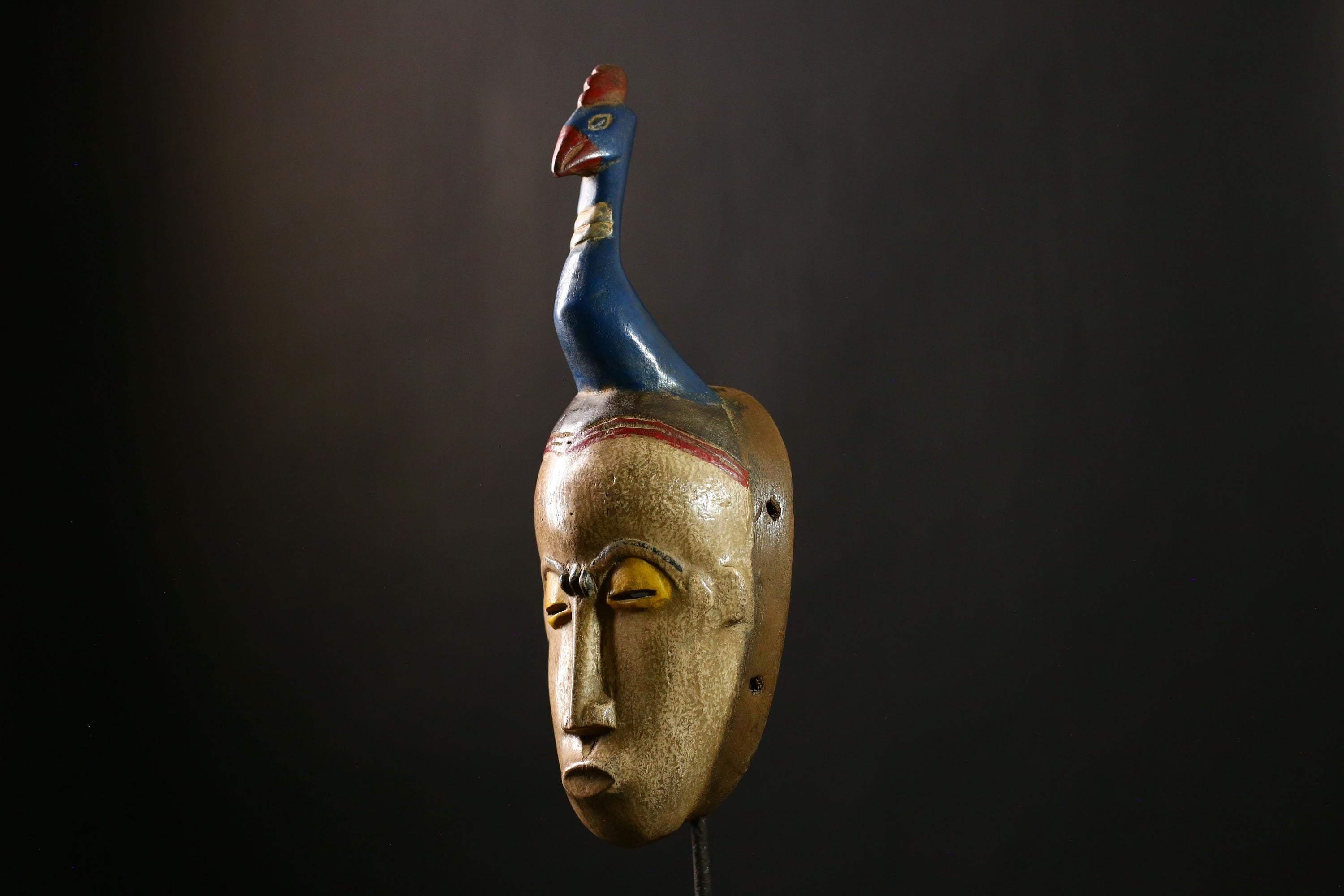 African Baule mask Antique Tribal Wall Hanging Unique Collectible Decor-G4133