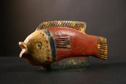 African Unique African Bozo Fish Statue Handmade Wooden Figurine Tribal Art Collectible-G4341