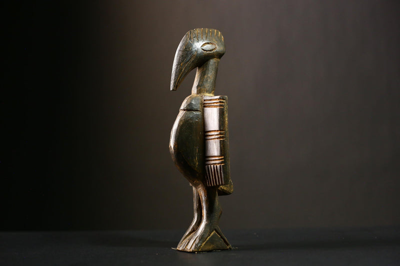 African Handmade African Senufo Bird Statue Unique Wooden Tribal Art Sculpture Collectible-G4339