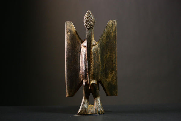 African Handcrafted African Senufo Bird Statue Unique Wooden Tribal Art Sculpture Decor-G4338