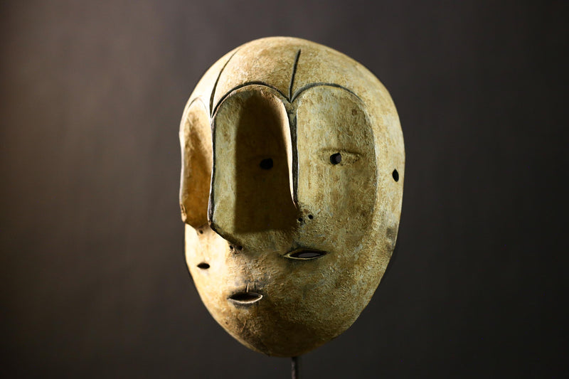 African Antique Puno Tribal Mask Authentic Wooden Wall Art Unique Ethnic Decor Sculpture-G4334