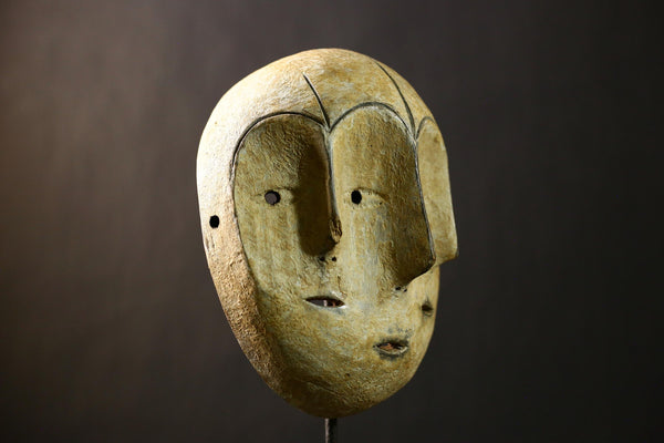 African Antique Puno Tribal Mask Authentic Wooden Wall Art Unique Ethnic Decor Sculpture-G4334