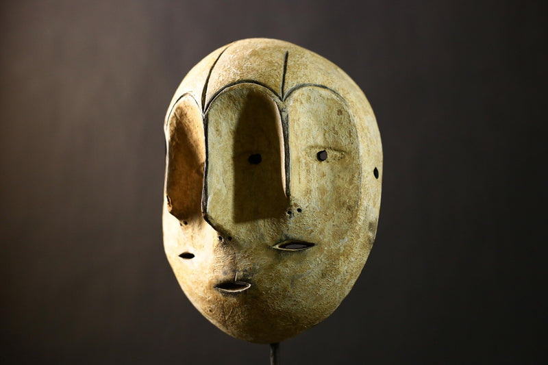 African Antique Puno Tribal Mask Authentic Wooden Wall Art Unique Ethnic Decor Sculpture-G4334