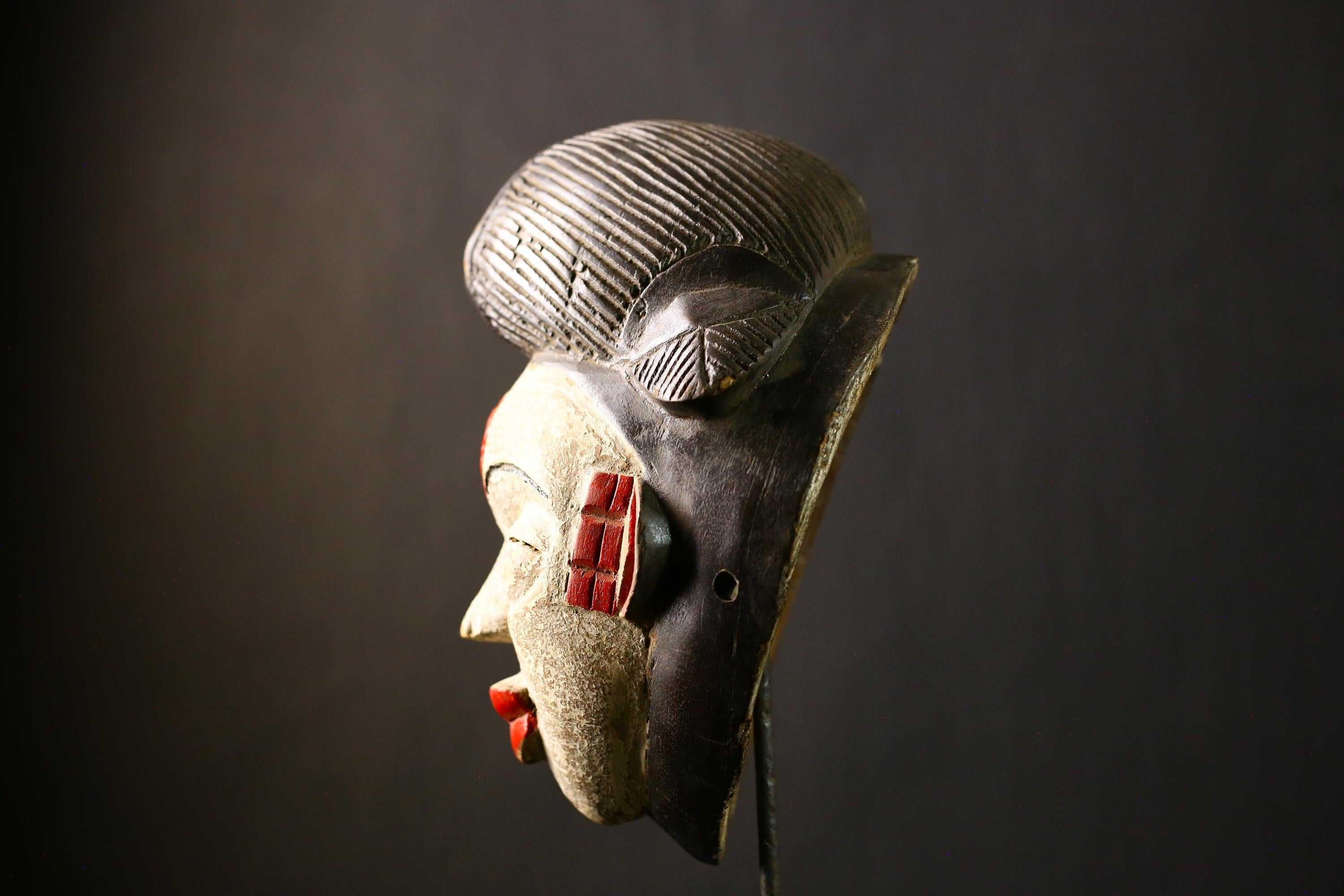 African Antique Puno Tribal Mask Authentic Handcrafted Wooden Wall Art Ethnic Decor-G4333