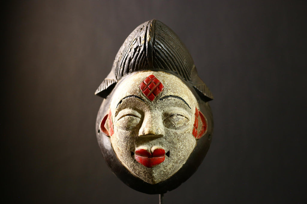 African Antique Puno Tribal Mask Authentic Handcrafted Wooden Wall Art Ethnic Decor-G4333