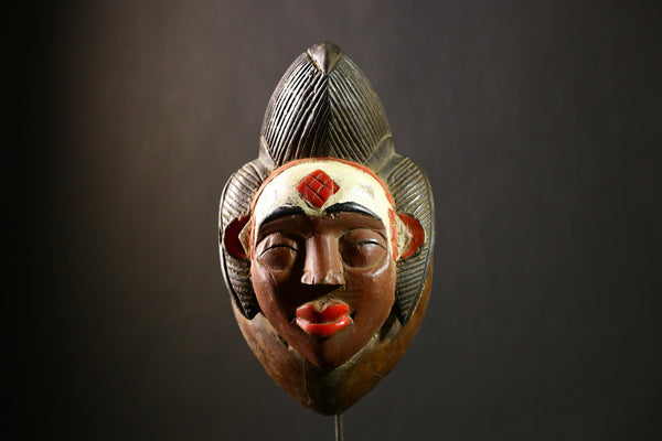 African Authentic Antique Puno Tribal Mask Handcrafted Wooden Wall Art Ethnic Decor-G4331