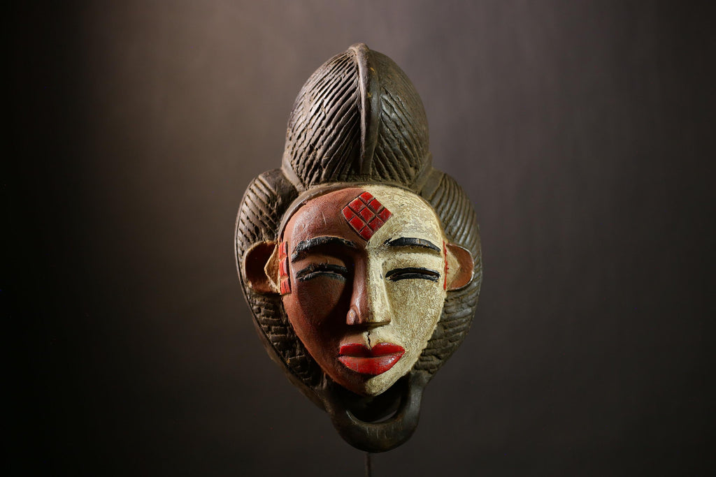 African Mask Wall Art | Old Puno Mask | Okuyi Mukudji Society | Gabon Decor | Unique African Decor | Ethnic Home Wall Art-G4351