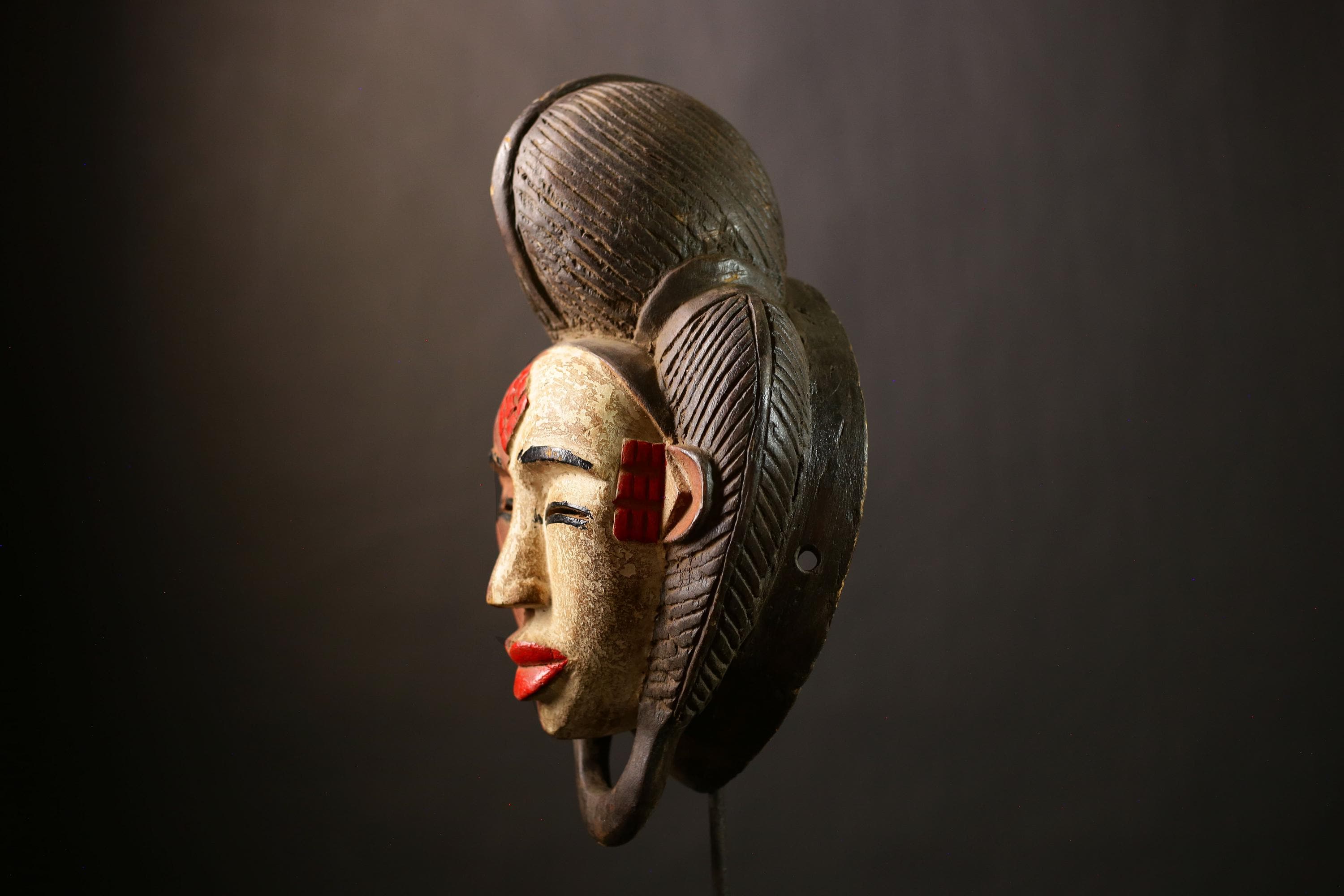 African Mask Wall Art | Old Puno Mask | Okuyi Mukudji Society | Gabon Decor | Unique African Decor | Ethnic Home Wall Art-G4351