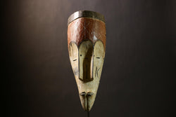 African Bwami Mask | Three Faces Mask | Lega Sculpture | Congo Wall Decor | Unique African Art | Ethnic Home Decoration-G4350